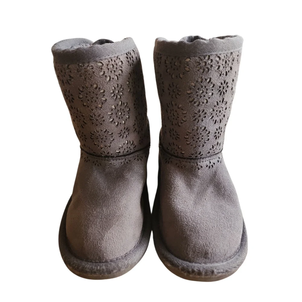 Rampage Lil Nicole Slip On Boots Slip On Gray Faux Fur Lined Size Toddler 10